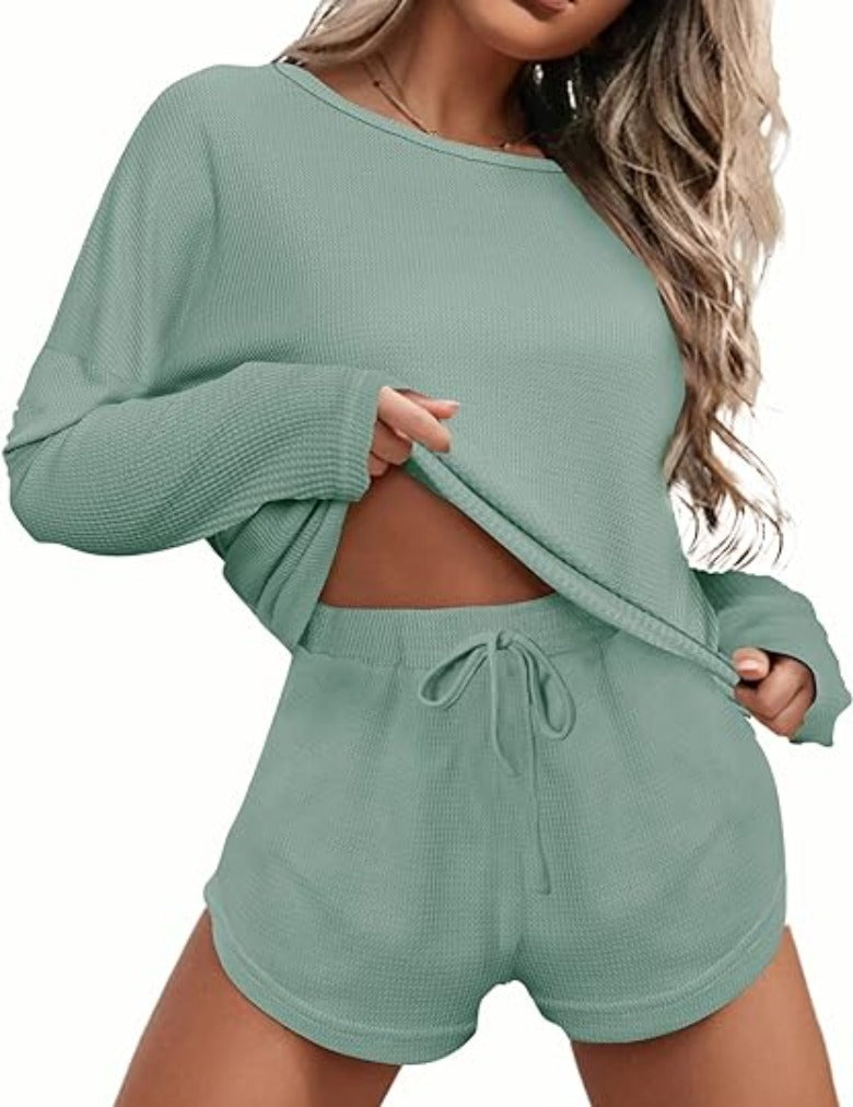 Long Sleeve Tops And Comfy Knit Pajama Set-Original Pajamas
