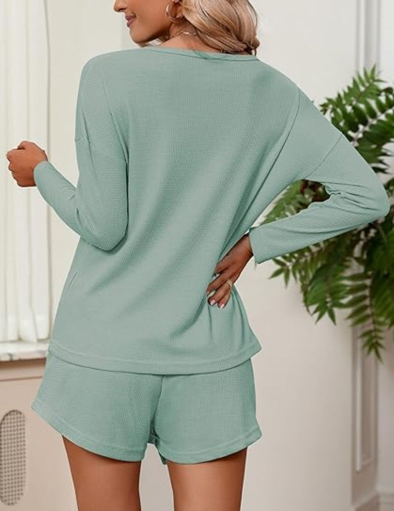 Long Sleeve Tops And Comfy Knit Pajama Set-Original Pajamas