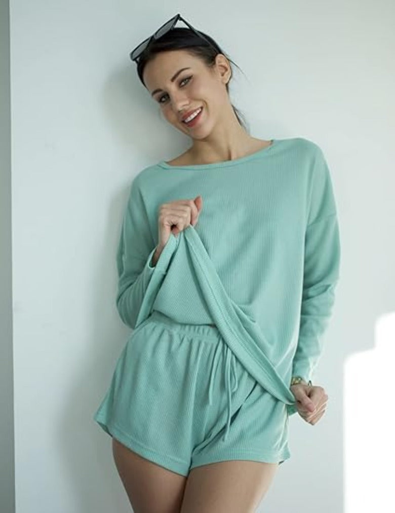Long Sleeve Tops And Comfy Knit Pajama Set-Original Pajamas