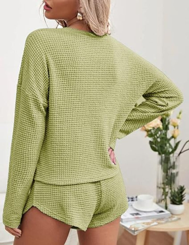 Long Sleeve Tops And Comfy Knit Pajama Set-Original Pajamas