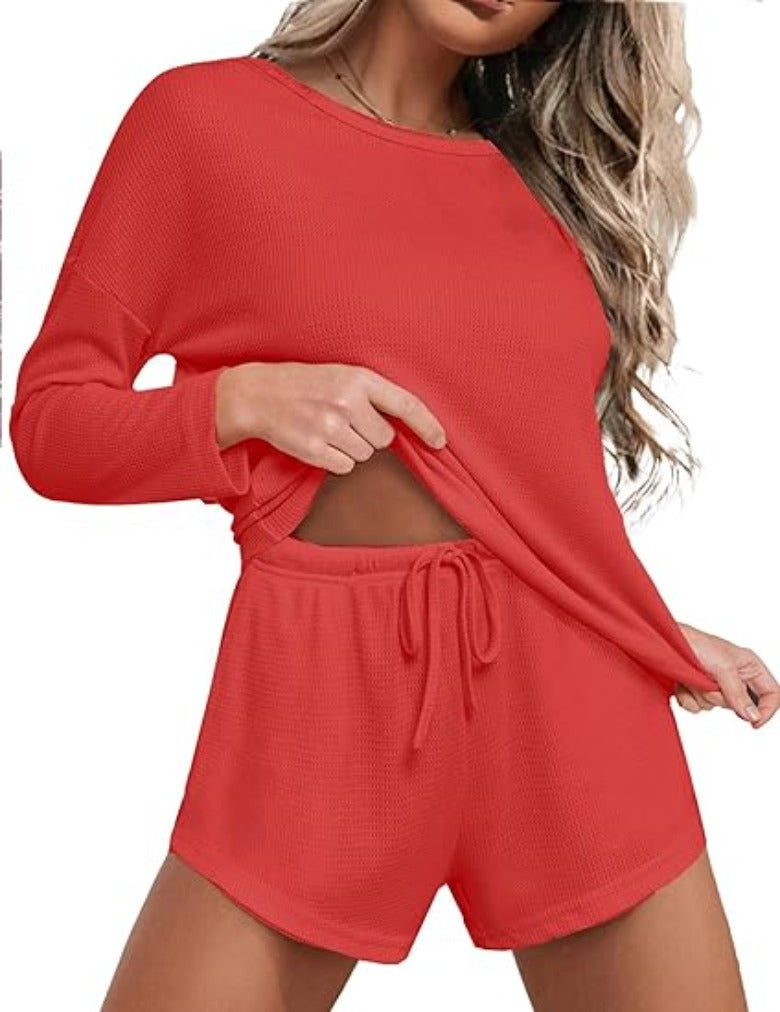 Long Sleeve Tops And Comfy Knit Pajama Set-Original Pajamas