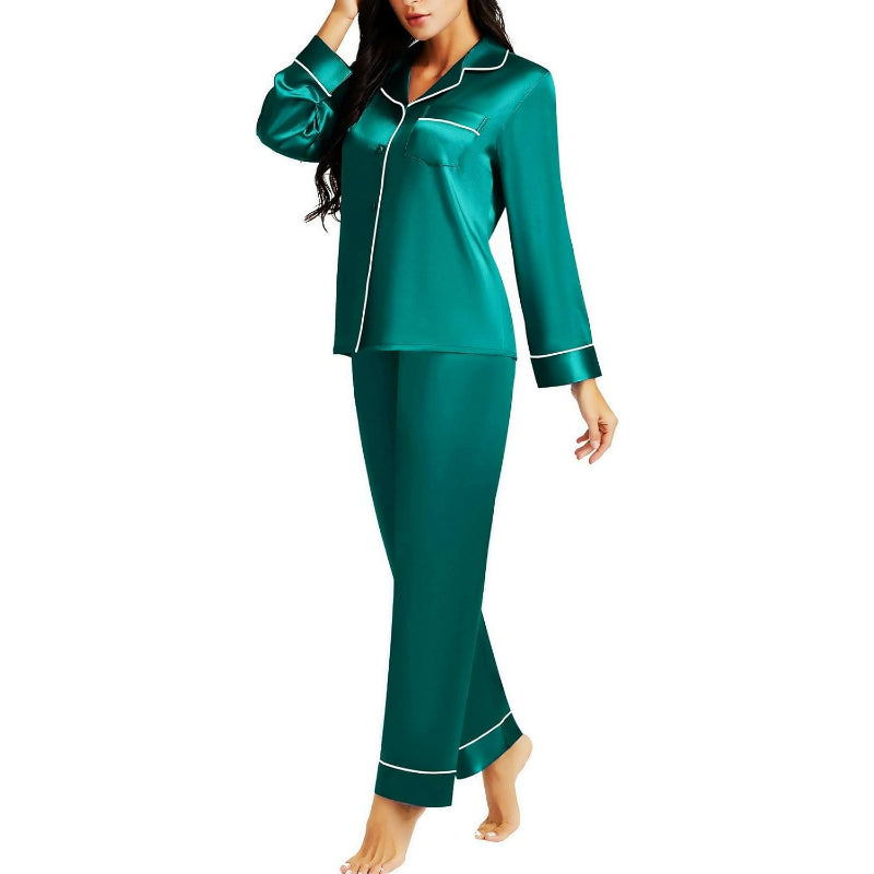 Versatile Satin Button Down Pajama Set-Original Pajamas