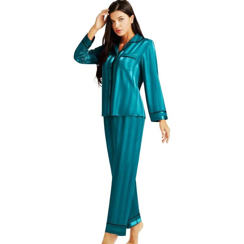 Versatile Patterned Satin Button Down Pajama Sets-Original Pajamas