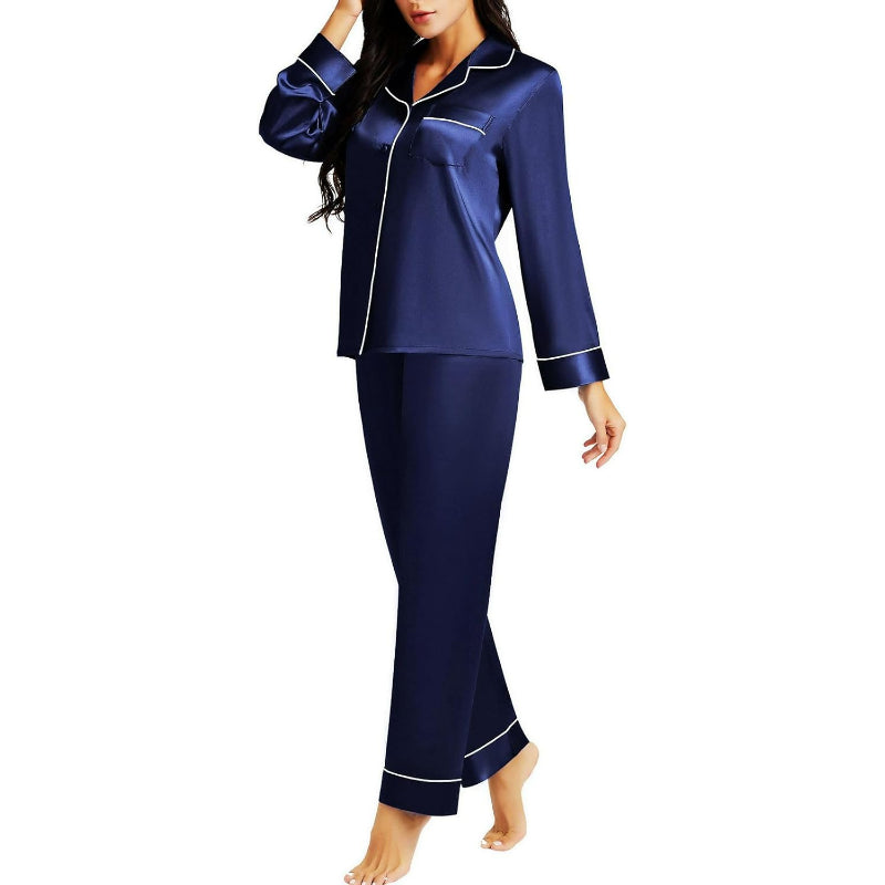 Versatile Satin Button Down Pajama Set-Original Pajamas