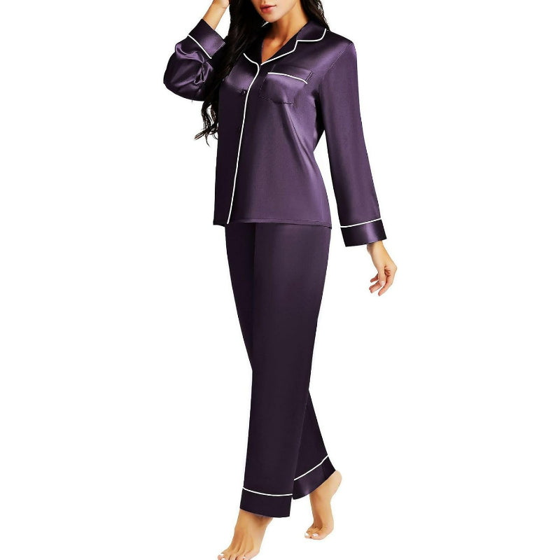 Versatile Satin Button Down Pajama Set-Original Pajamas