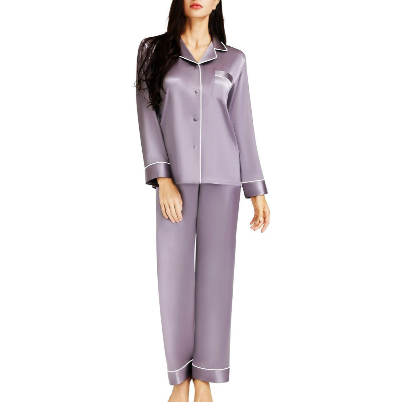Versatile Satin Button Down Pajama Set-Original Pajamas