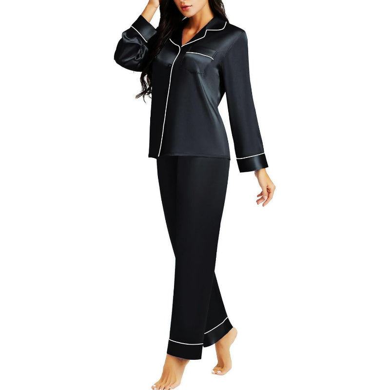 Versatile Satin Button Down Pajama Set-Original Pajamas