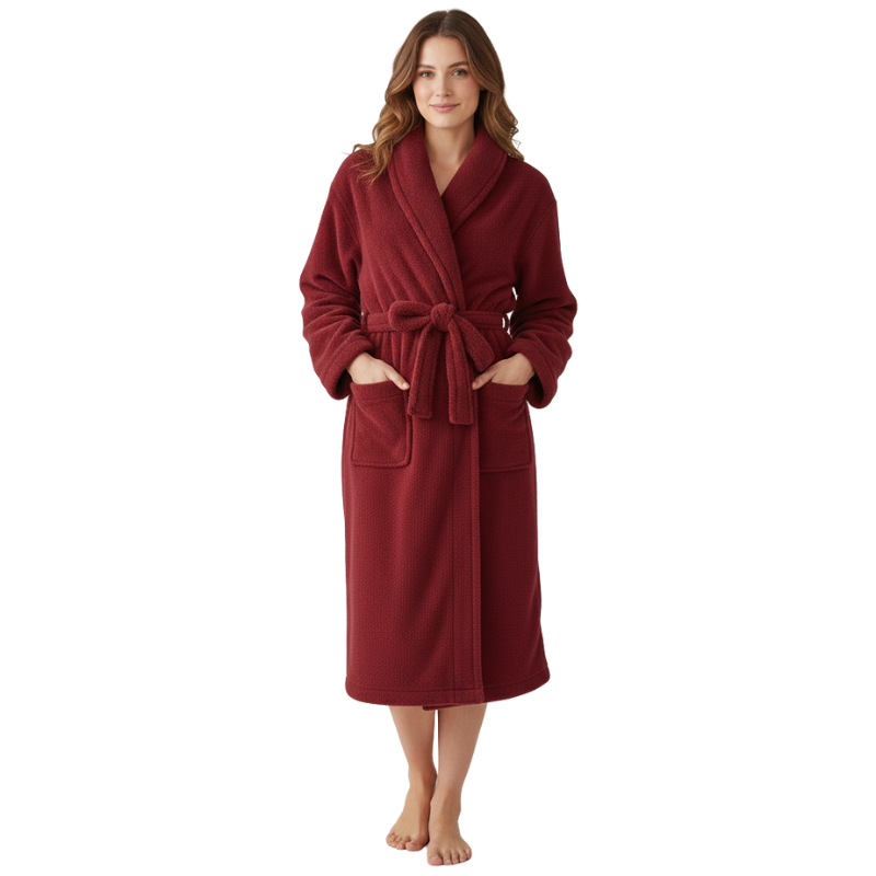 Fleece Shawl Collar Design Bathrobe For Women