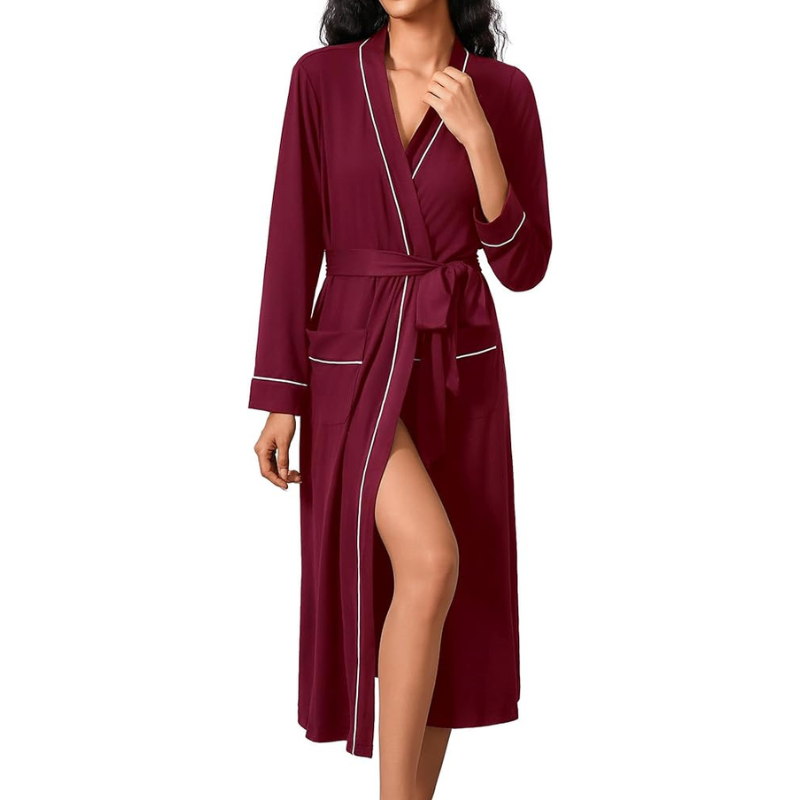 Lightweight Soft Knit Kimono Design Bathrobe For Women
