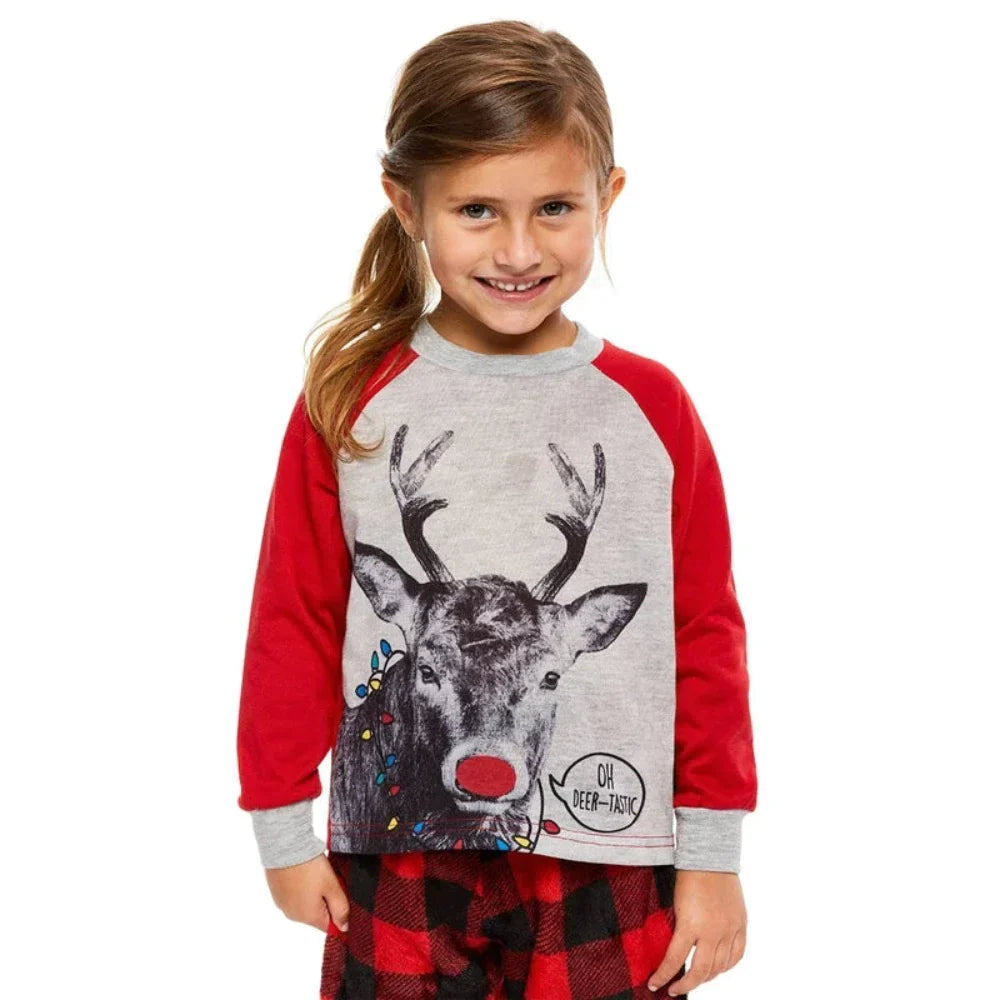 Santa Christmas Deer Print Pajama Set-Original Pajamas