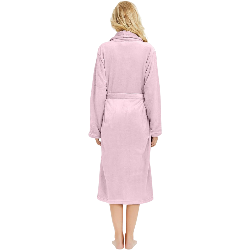 Warm Plush Fleece Kimono Style Long Bathrobe
