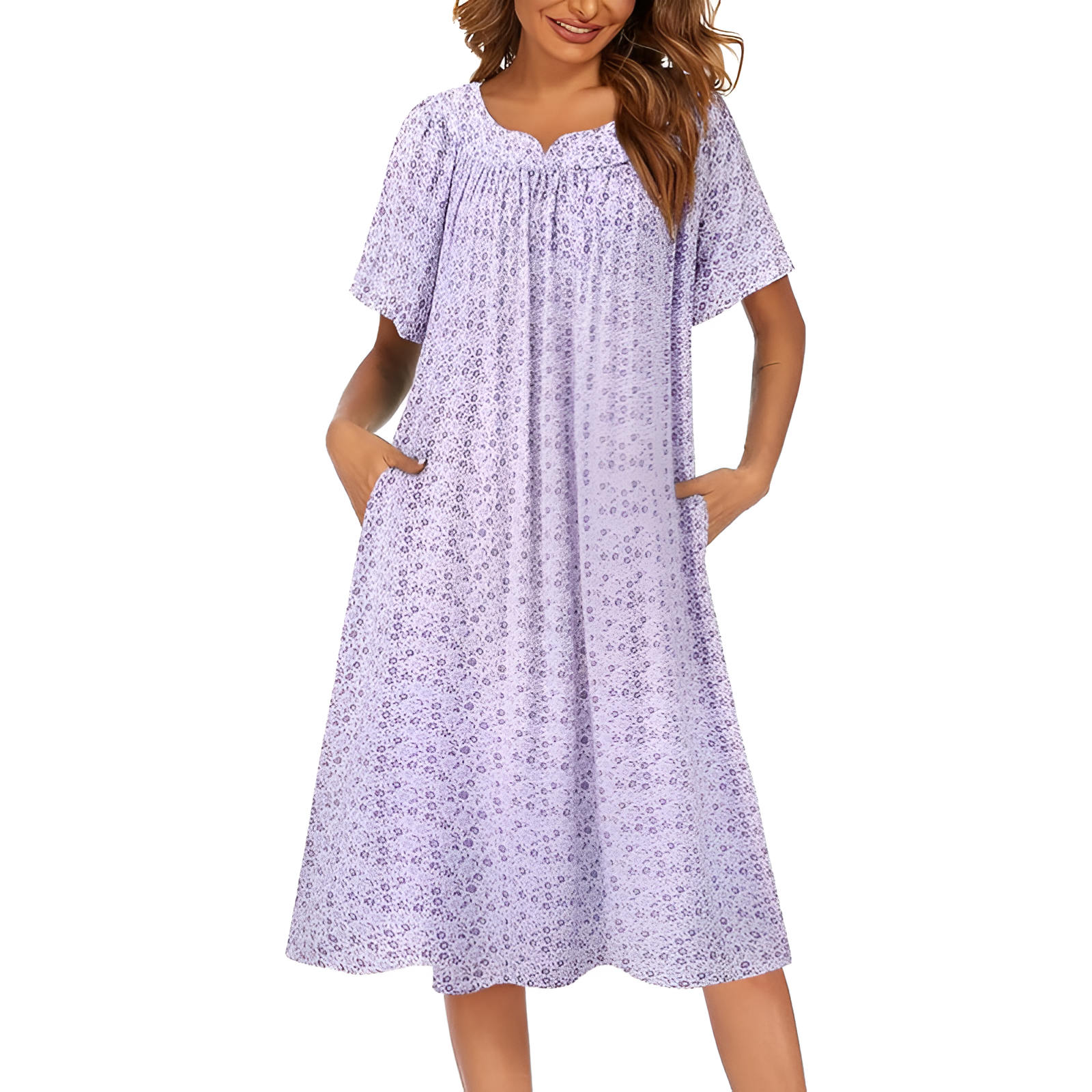 Floral Print Short Sleeve Nightgown For Women