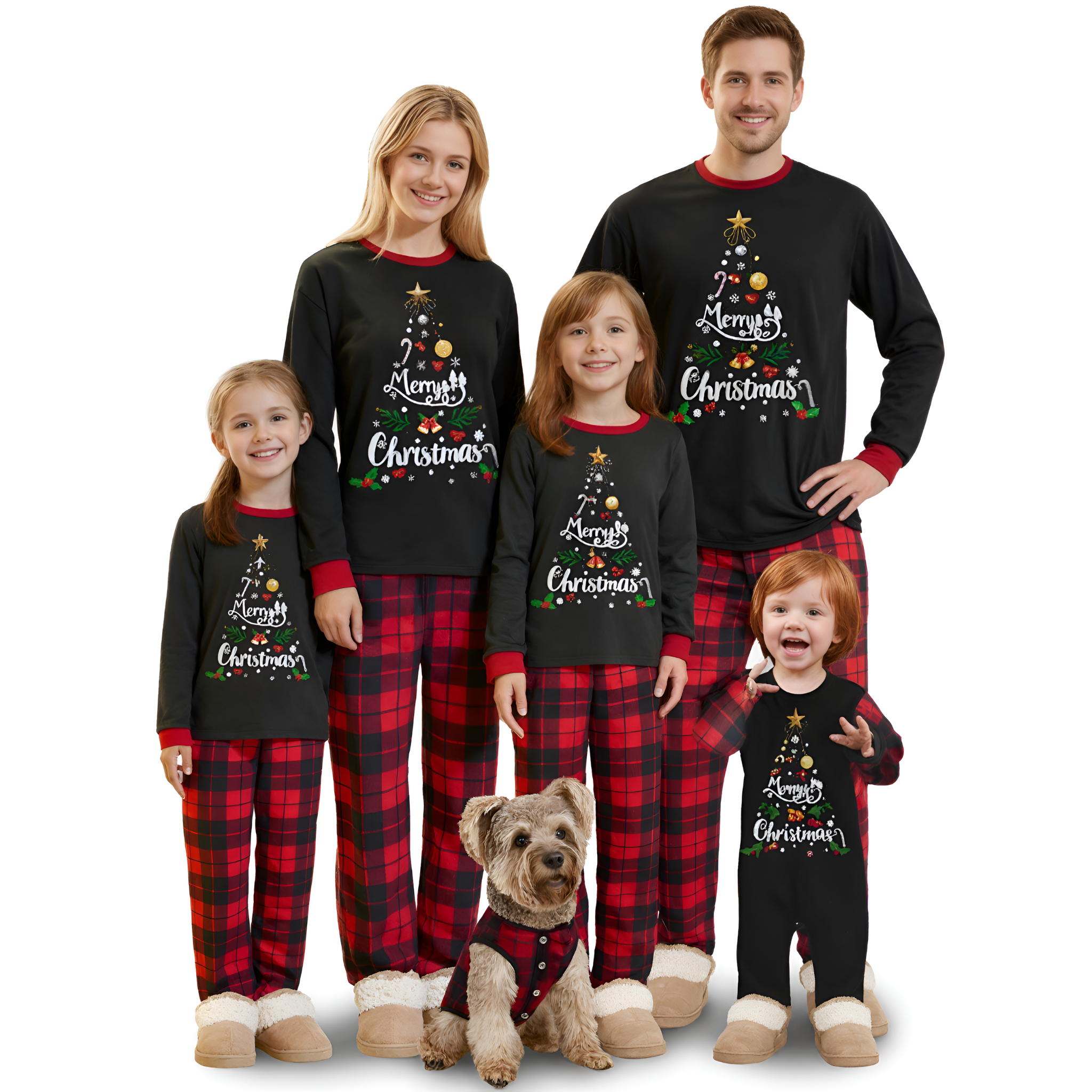 Merry Christmas Tree Plaid Family Matching Pajama Sets