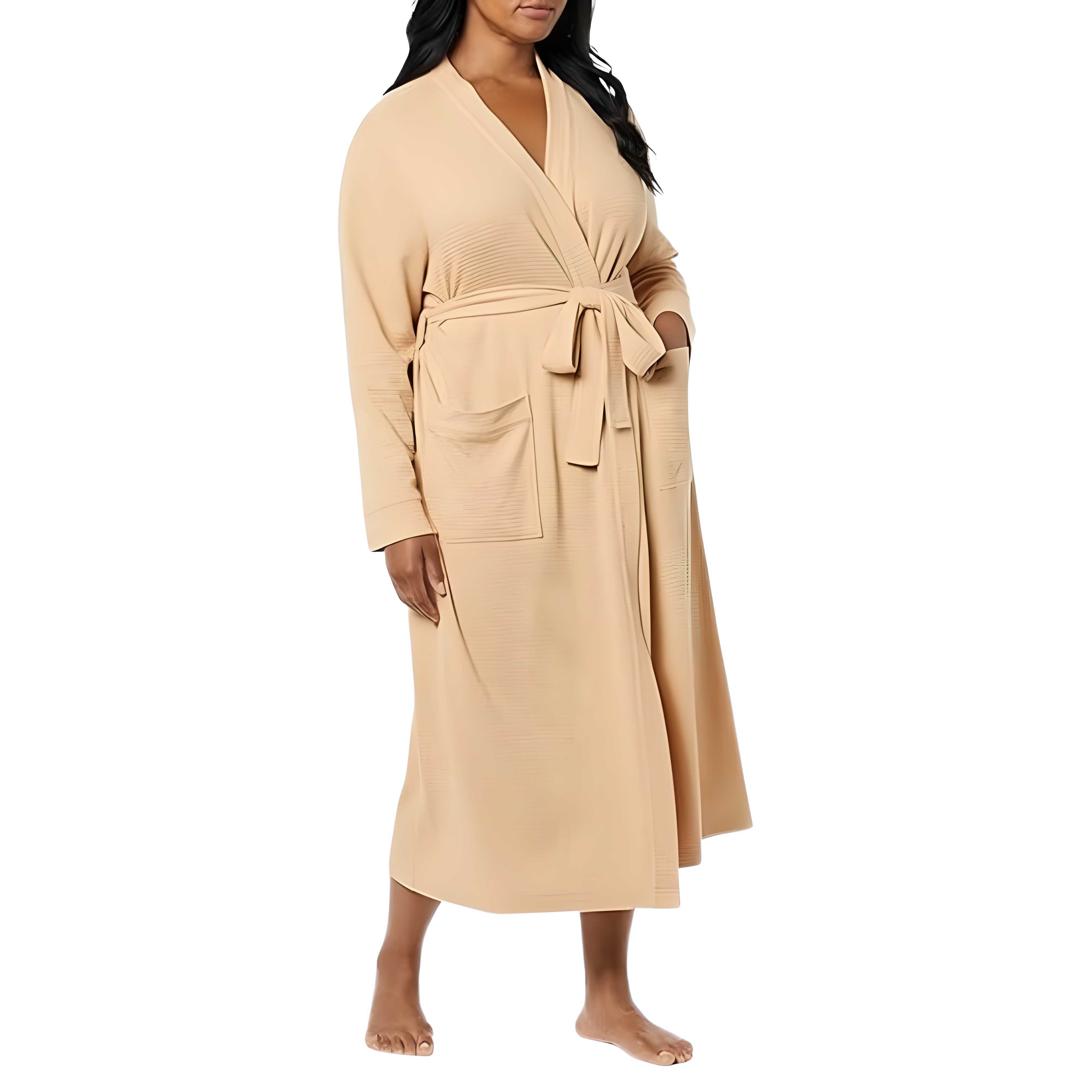 Lightweight Waffle Knit Full Length Bathrobe Home Wear For Women