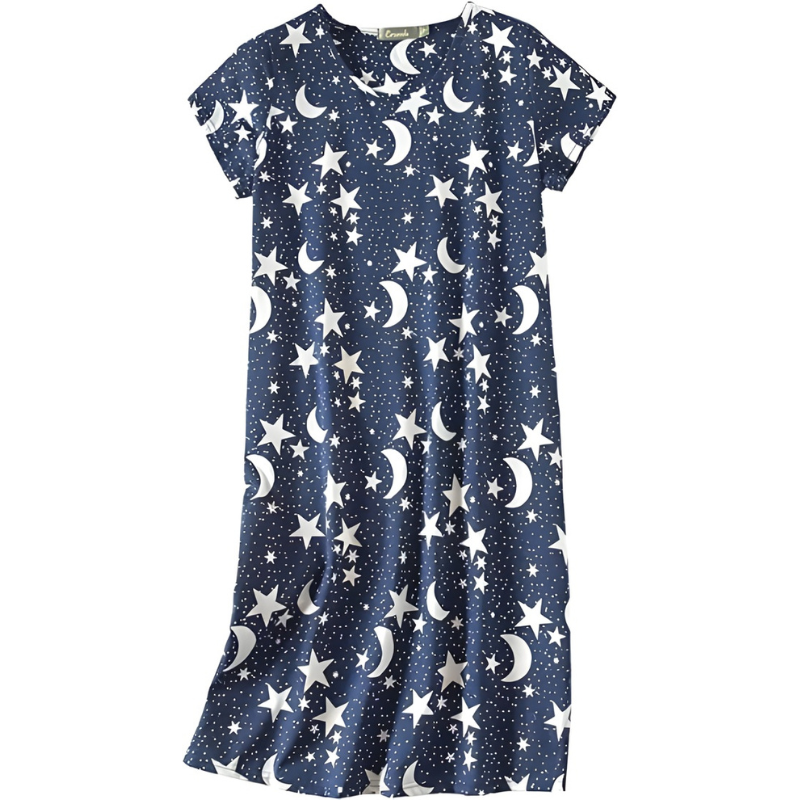 Casual Nightgown Sleepwear With Short Sleeves And Sheep Print For Women