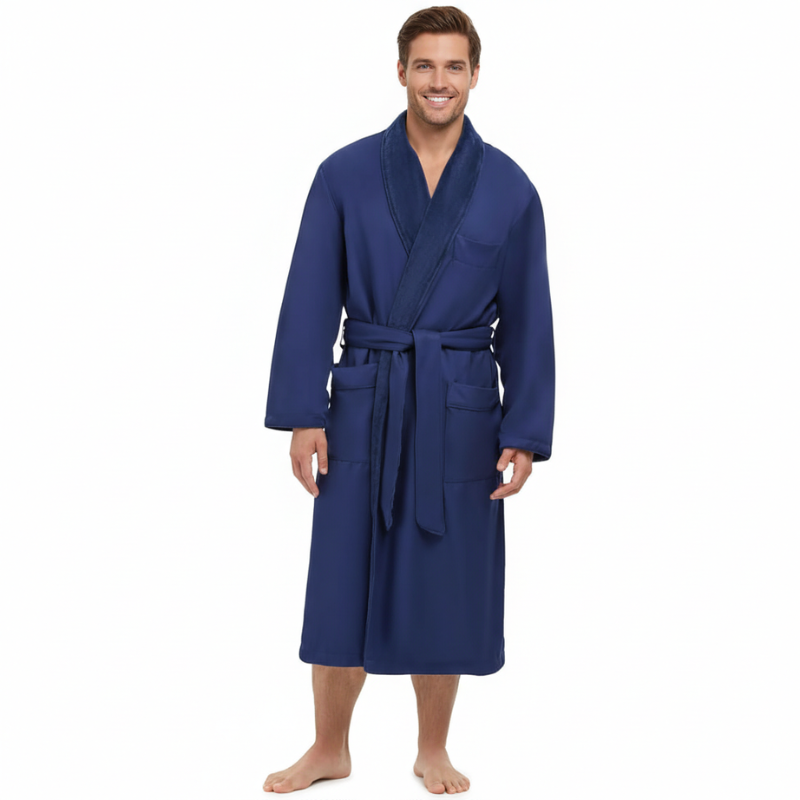 Plush Lined Microfiber Bathrobe With Pockets For Women