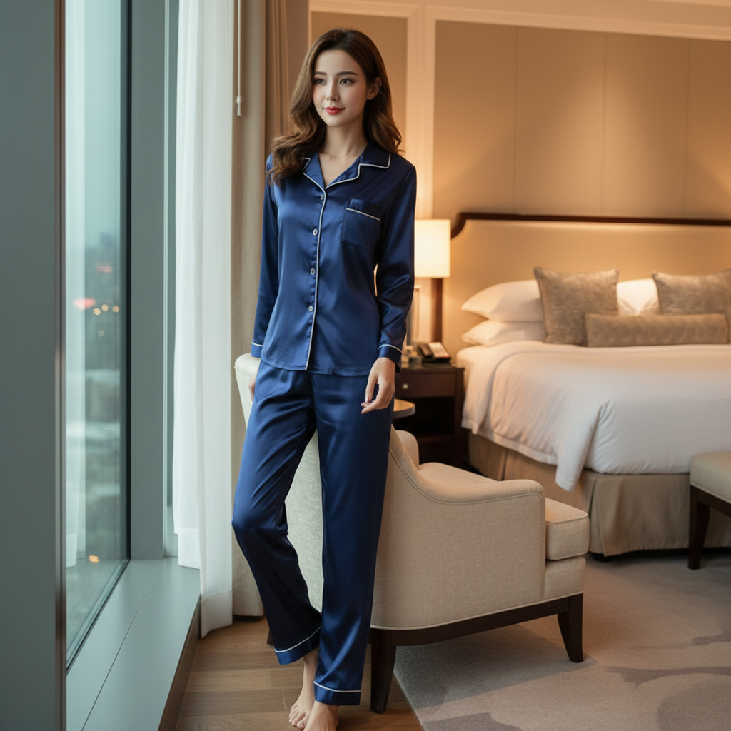 2 Piece Silk Satin Pants Pajama Set2 Piece Silk Satin Pants Pajama Set - Image 5