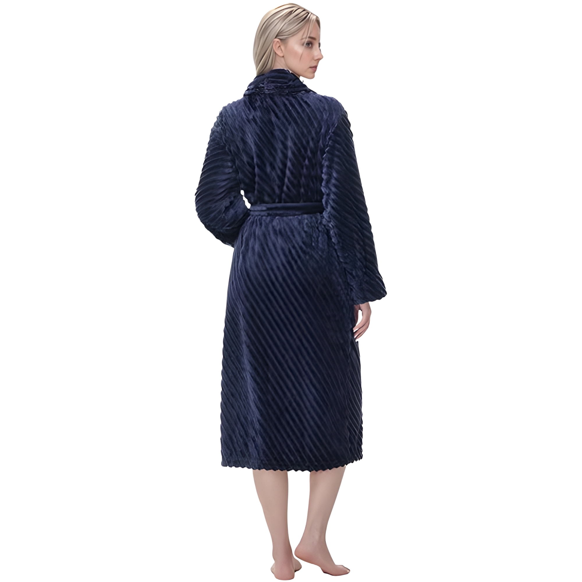 Soft Plush Fleece Long Bathrobe For Women Home Lounge