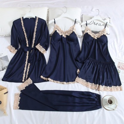 Women's 5 Piece Lace Satin Pajamas Set-Original Pajamas