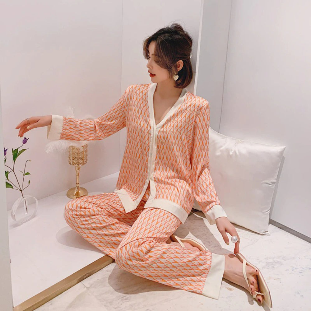 Women's Pajamas Set V Neck Design-Original Pajamas