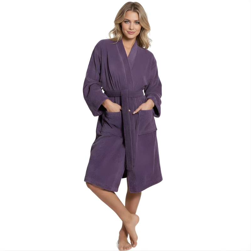 Soft Turkish Terry Cloth Kimono Design Bathrobe For Women