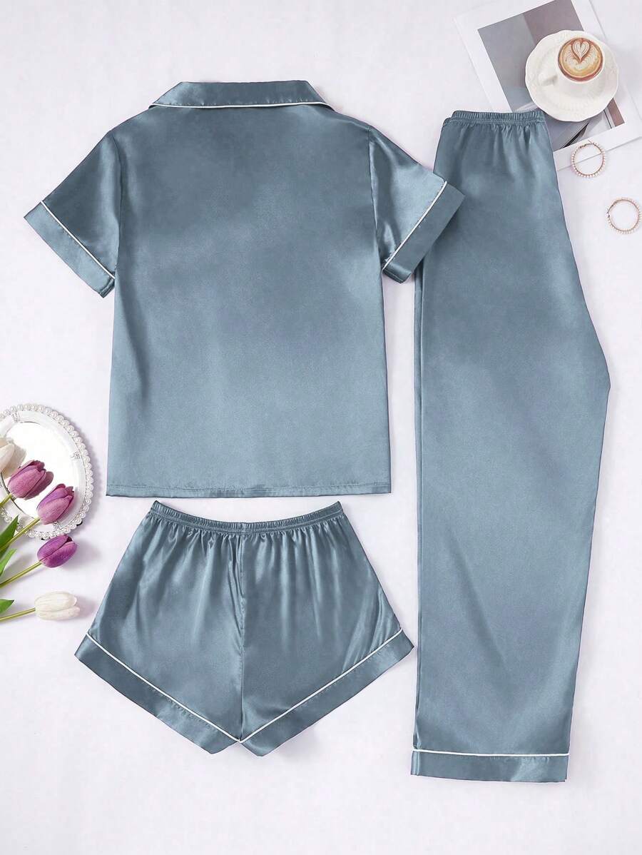 3 Piece Button Front Pajama Set-Original Pajamas