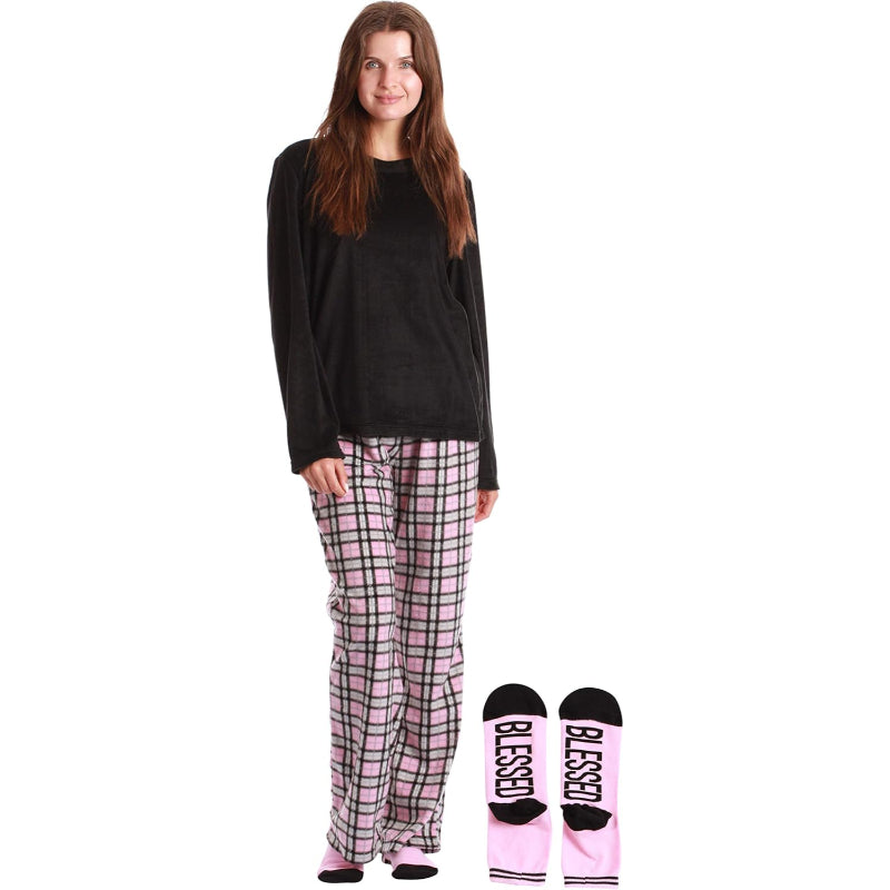 Plaid Pajama Set With Matching Socks-Original PajamasPlaid Pajama Set With Matching Socks - Image 7