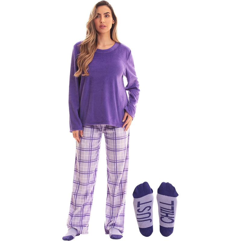 Plaid Pajama Set With Matching Socks-Original PajamasPlaid Pajama Set With Matching Socks - Image 9