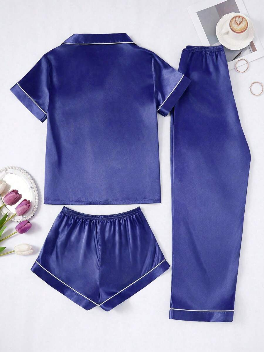 3 Piece Button Front Pajama Set-Original Pajamas