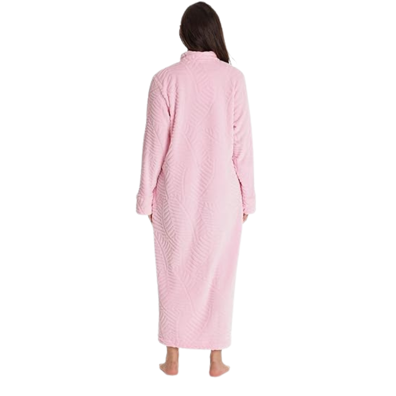 Plush Front Zipper Robe For Women