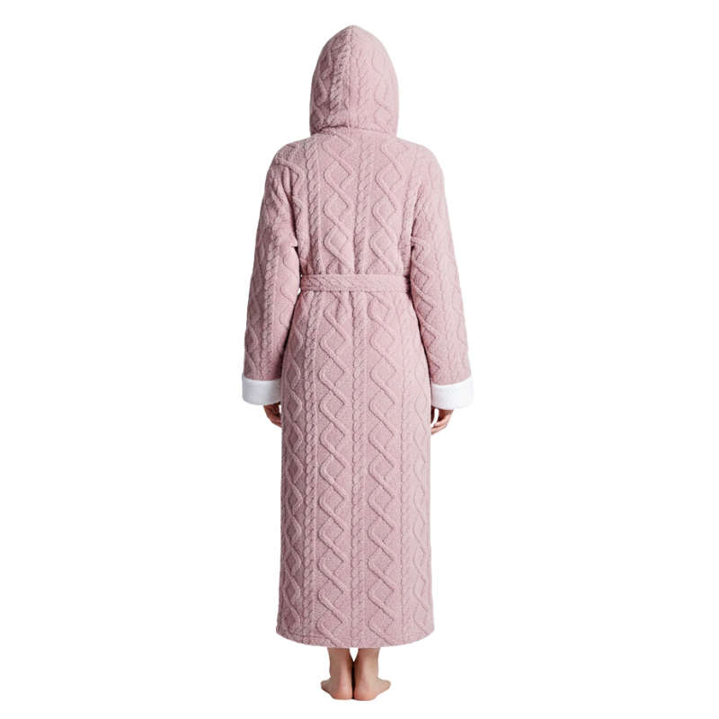 Hooded Fleece Full Length Bathrobe For Women
