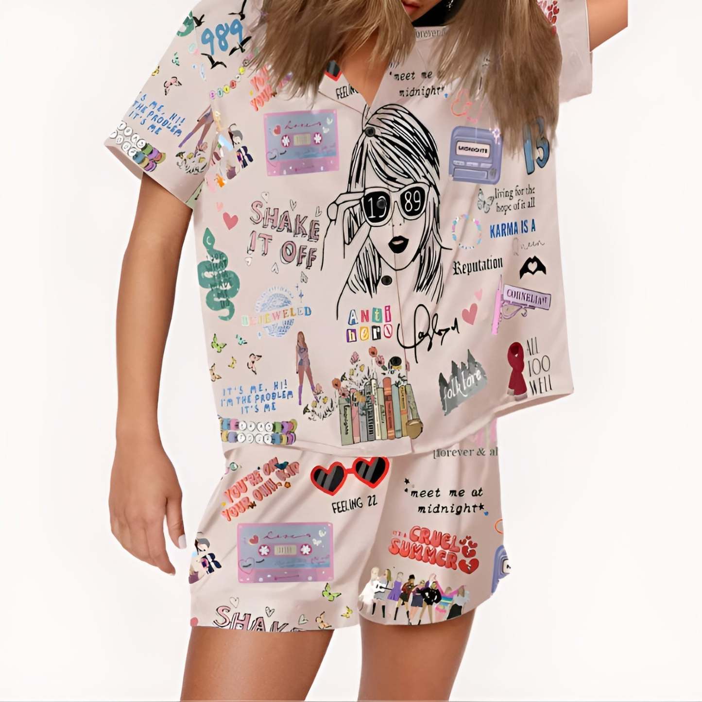 Two Piece Pajama Set With Lapel Collar-Original Pajamas