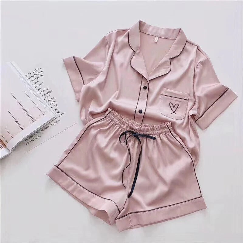 Women's Embroidered Silk Pajamas Set-Original Pajamas