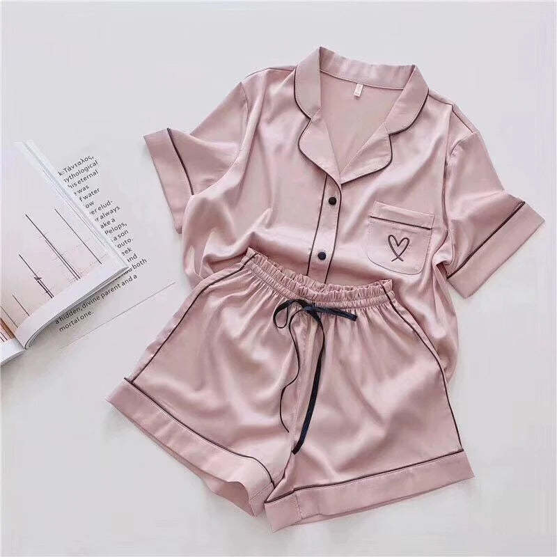Women's Embroidered Silk Pajamas Set-Original Pajamas