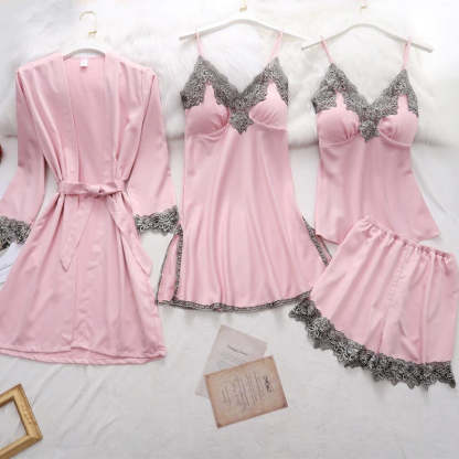 Women's 5 Piece Lace Satin Pajamas Set-Original Pajamas