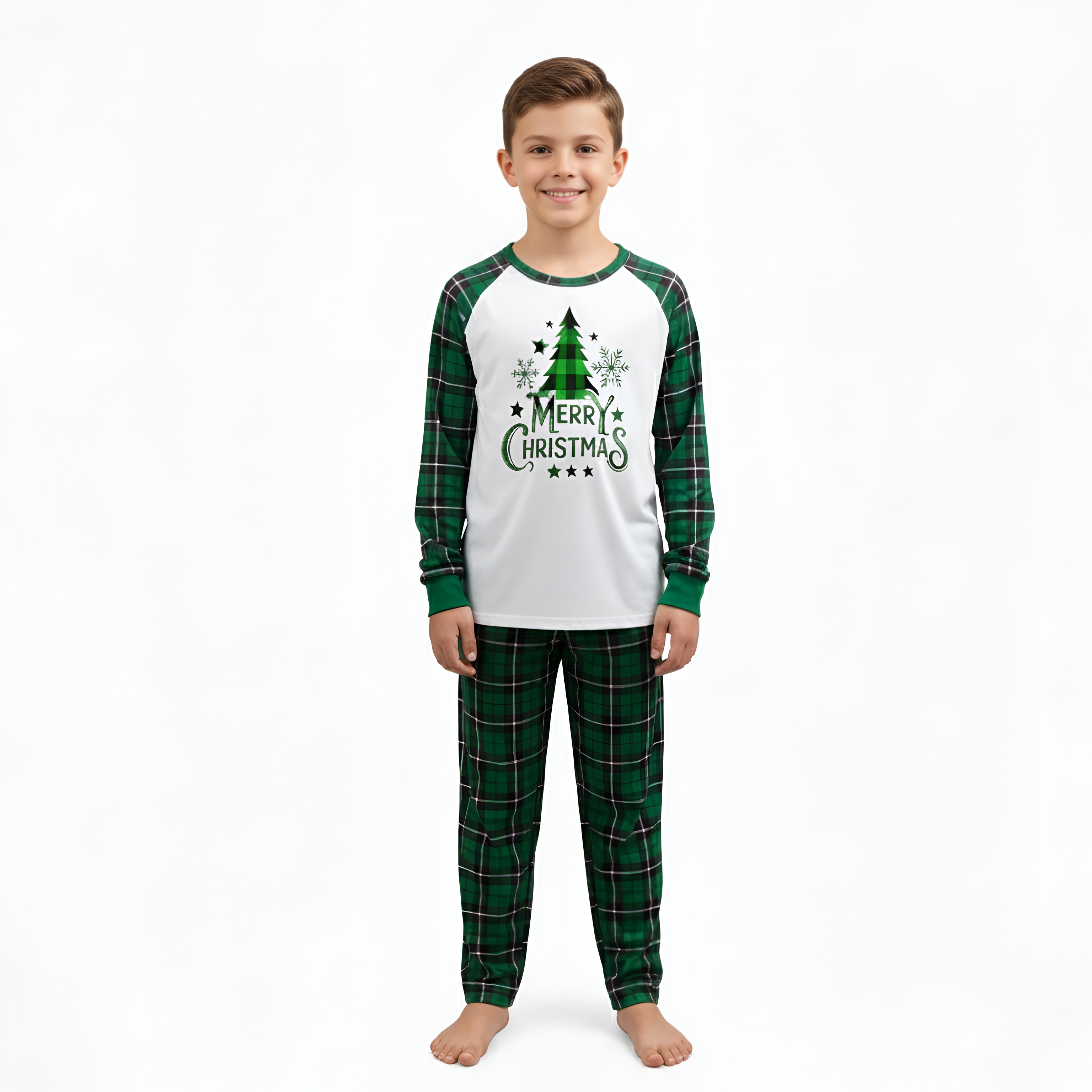 Merry Christmas Plaid Family Matching Pajama Set