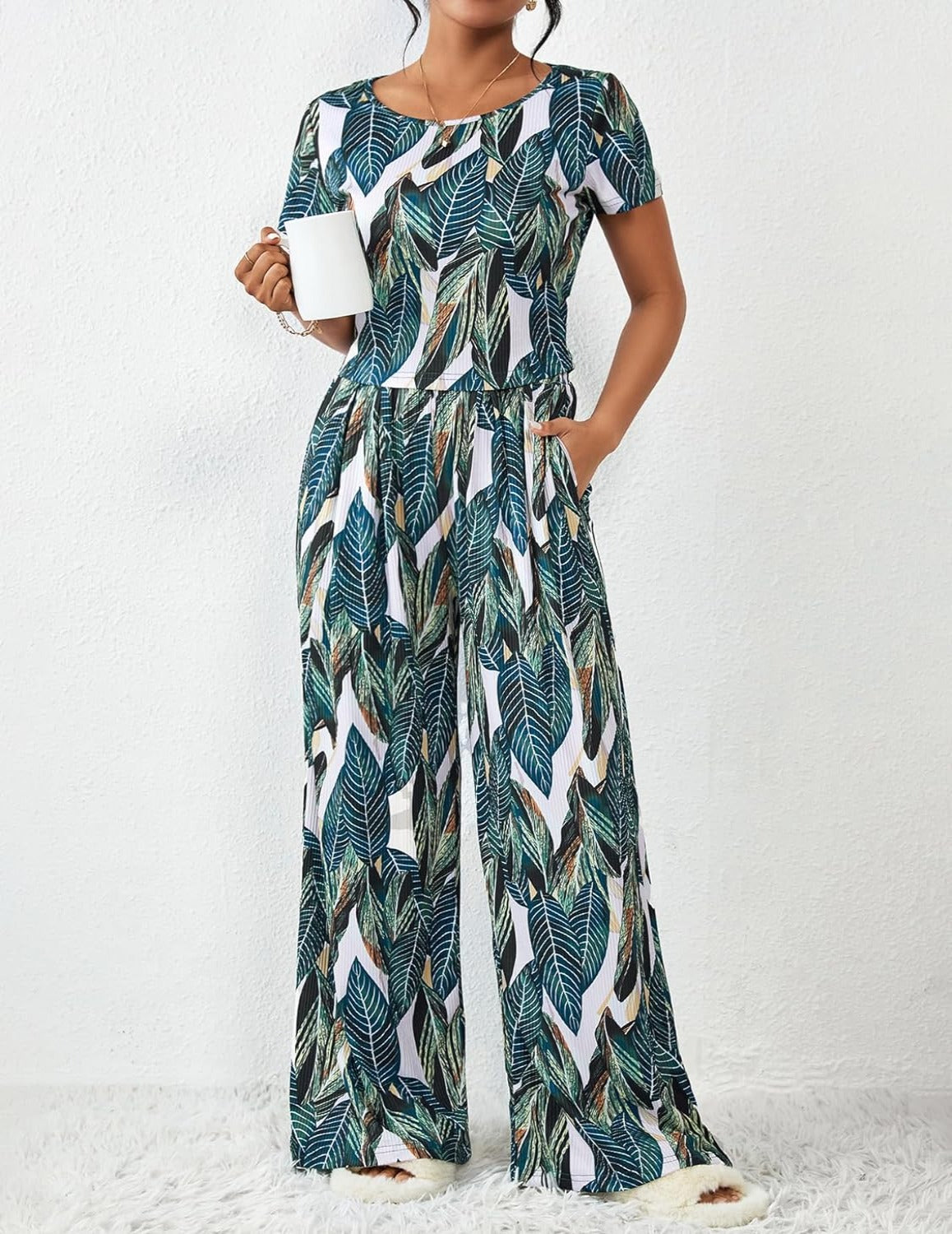 Printed Short Sleeve Lounge Sets-Original PajamasPrinted Short Sleeve Lounge Sets - Image 7