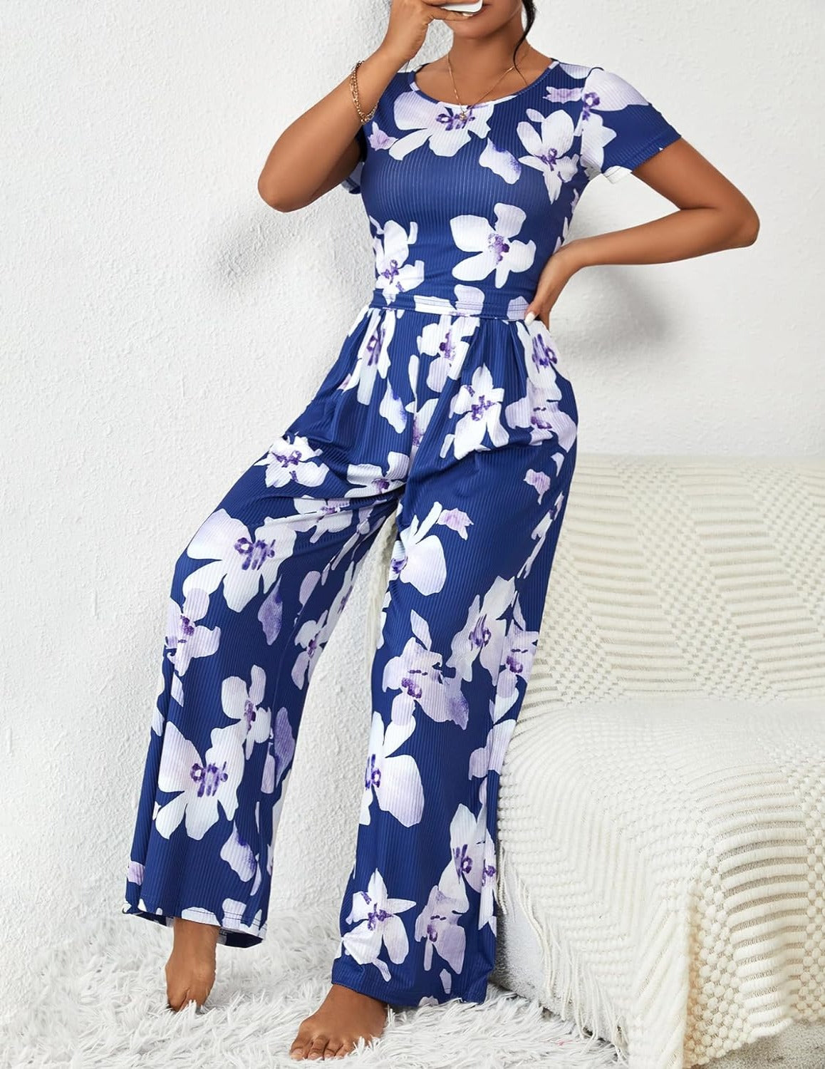 Printed Short Sleeve Lounge Sets-Original PajamasPrinted Short Sleeve Lounge Sets - Image 14