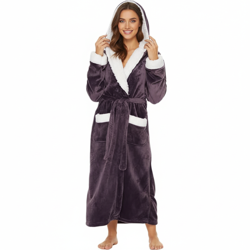 Cozy Hooded Bathrobe For Women