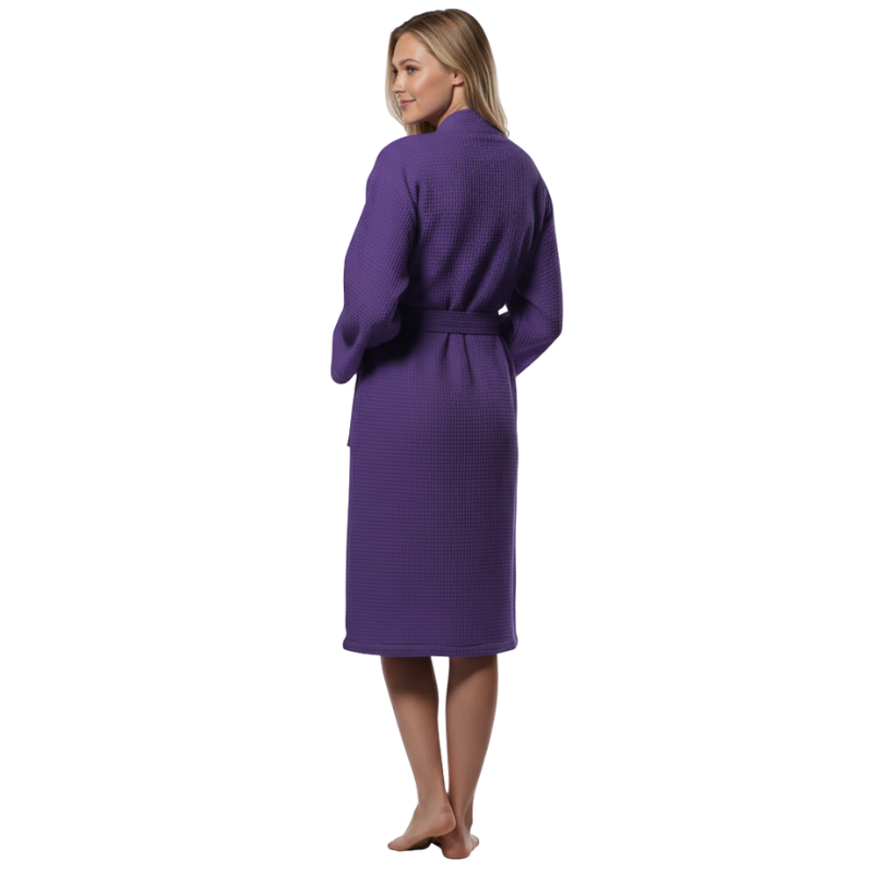 Lightweight Waffle Kimono Style Full Length Bathrobe