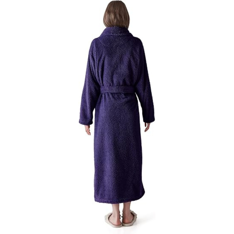 Fleece Shawl Collar Design Bathrobe For Women