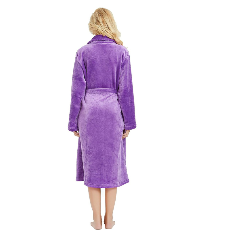 Warm Plush Fleece Kimono Style Long Bathrobe