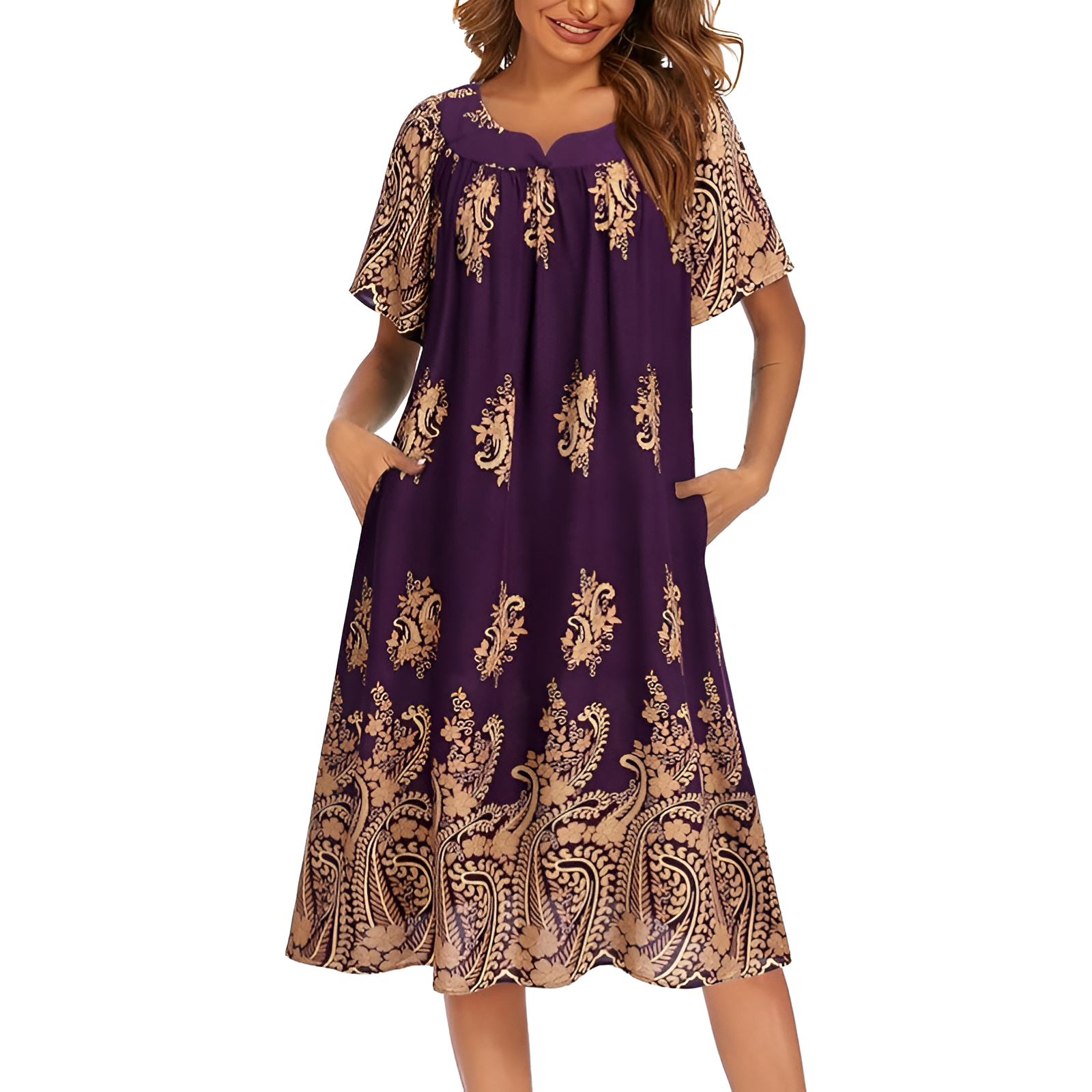 Floral Print Short Sleeve Nightgown For Women