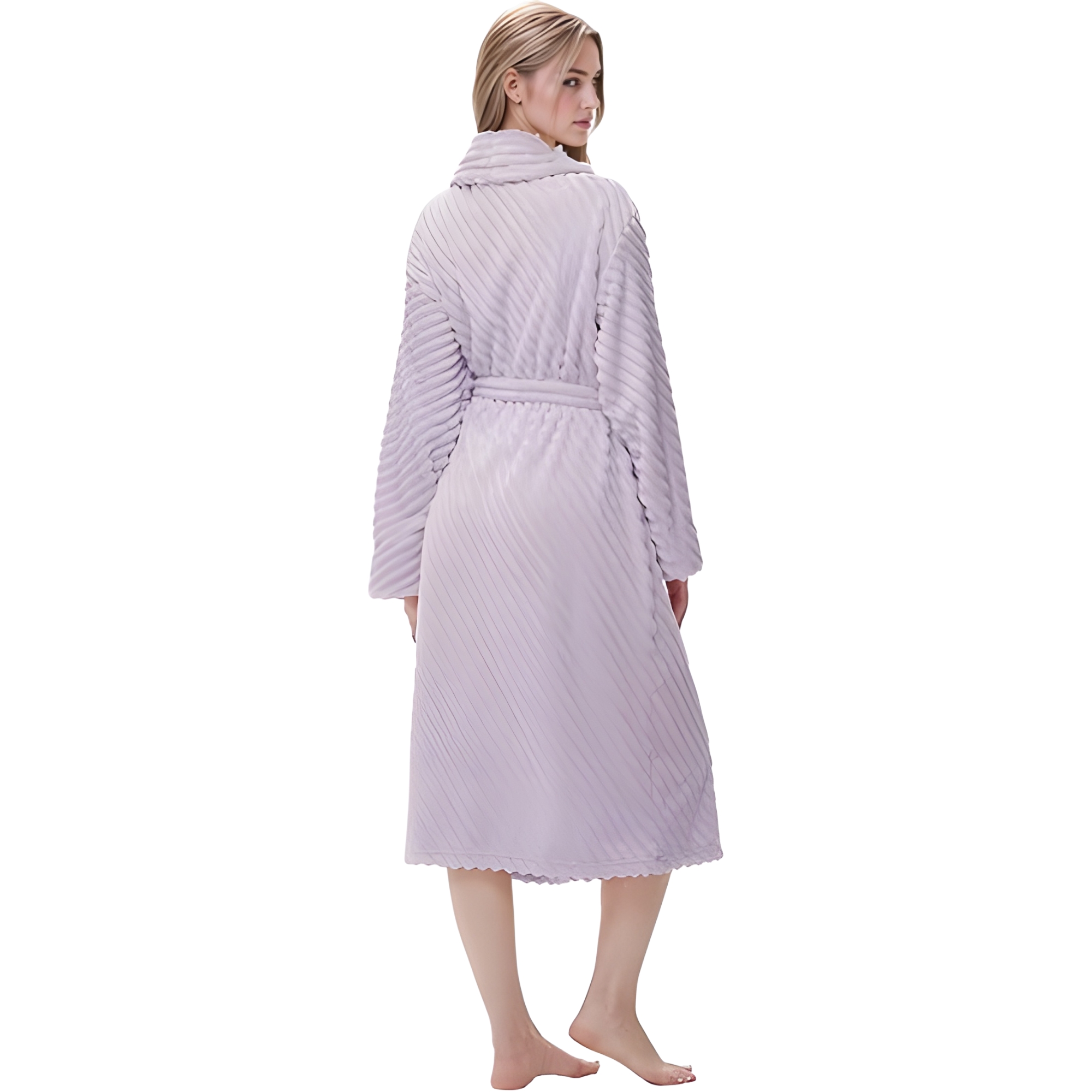 Soft Plush Fleece Long Bathrobe For Women Home Lounge
