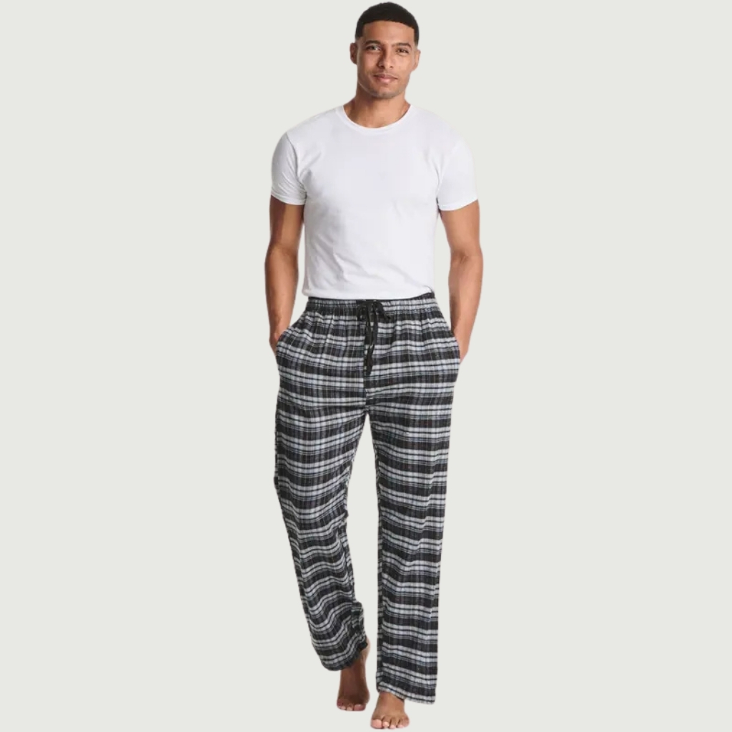 Real Essentials 3 Pack Pajama Pants And Knit Cotton Flannel Plaid Lounge Bottoms