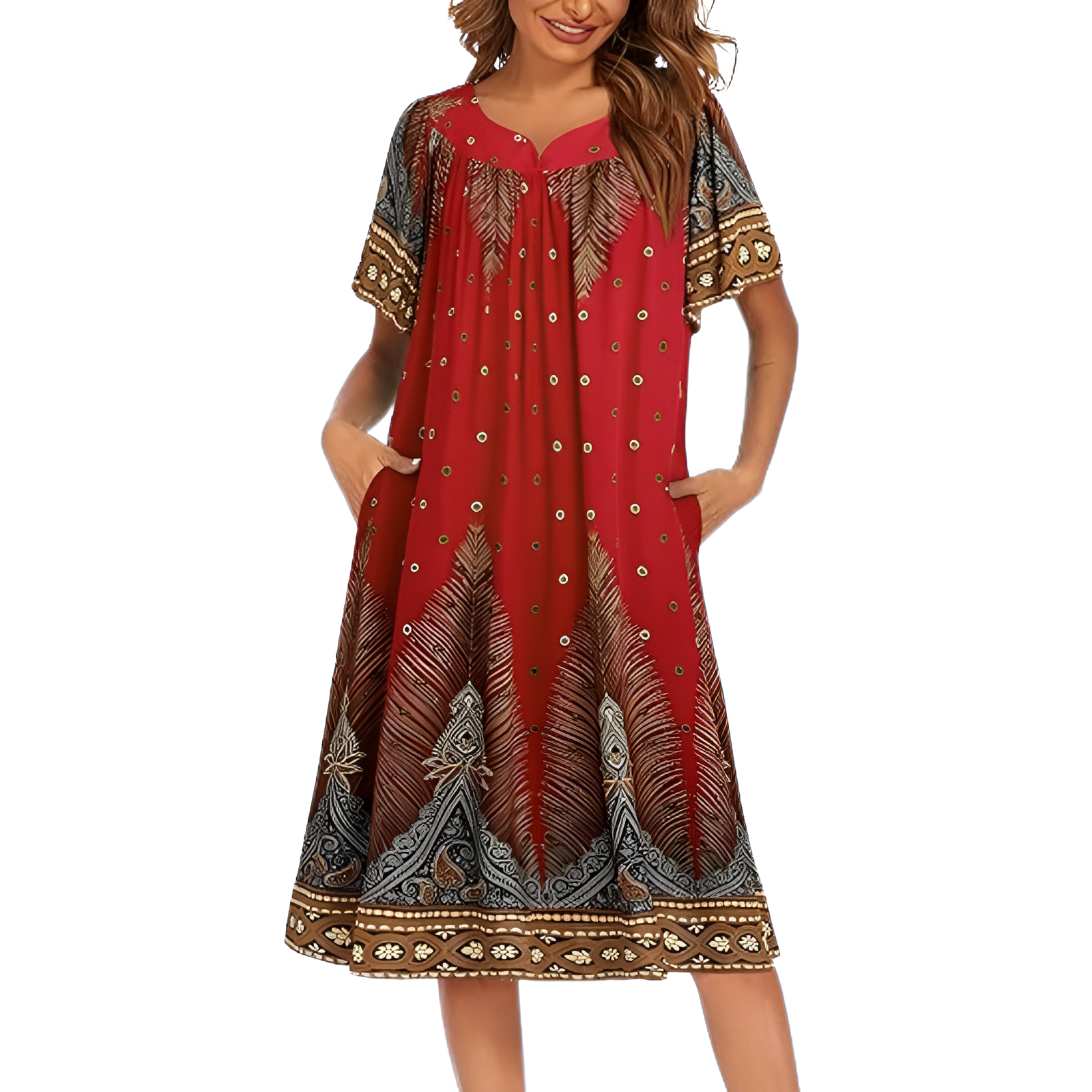 Floral Print Short Sleeve Nightgown For Women