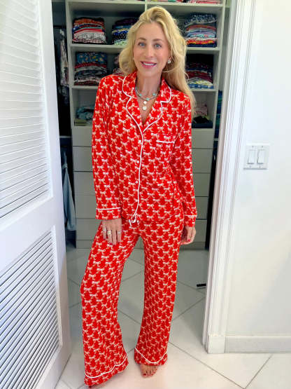 Bow Design Printed Pajama Set-Original Pajamas