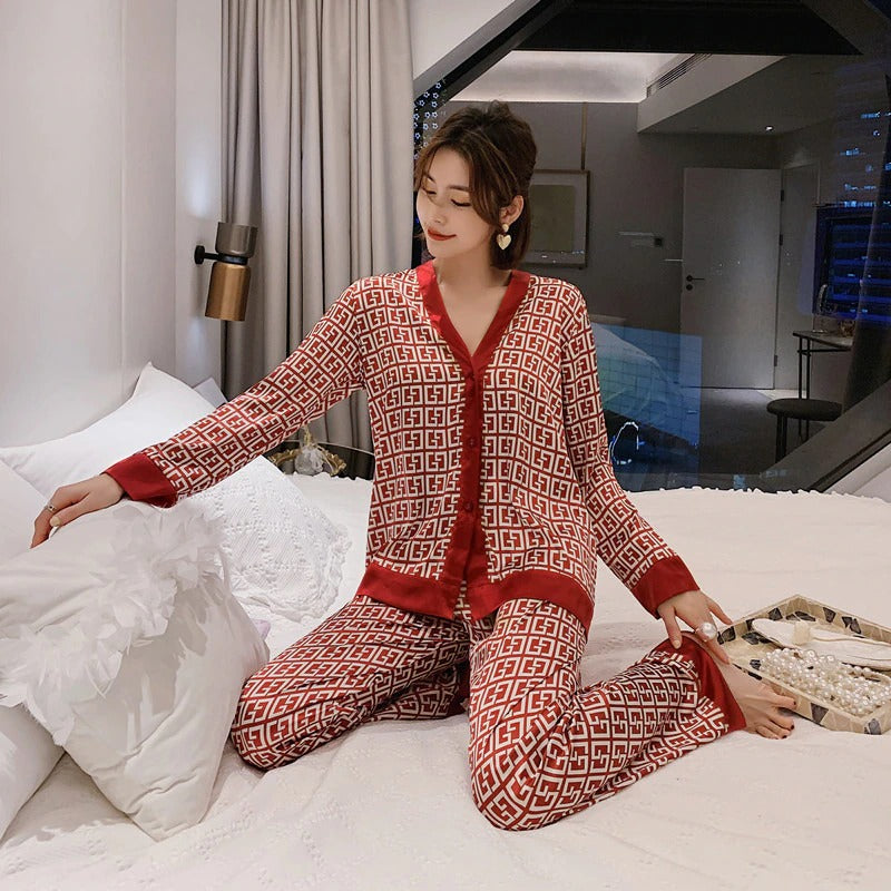 Women's Pajamas Set V Neck Design Sleepwear-Original PajamasWomen's Pajamas Set V Neck Design Sleepwear - Image 6