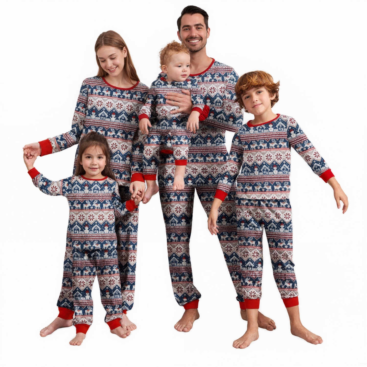 Reindeer And Snowflake Printed Family Matching Christmas Pajama Set