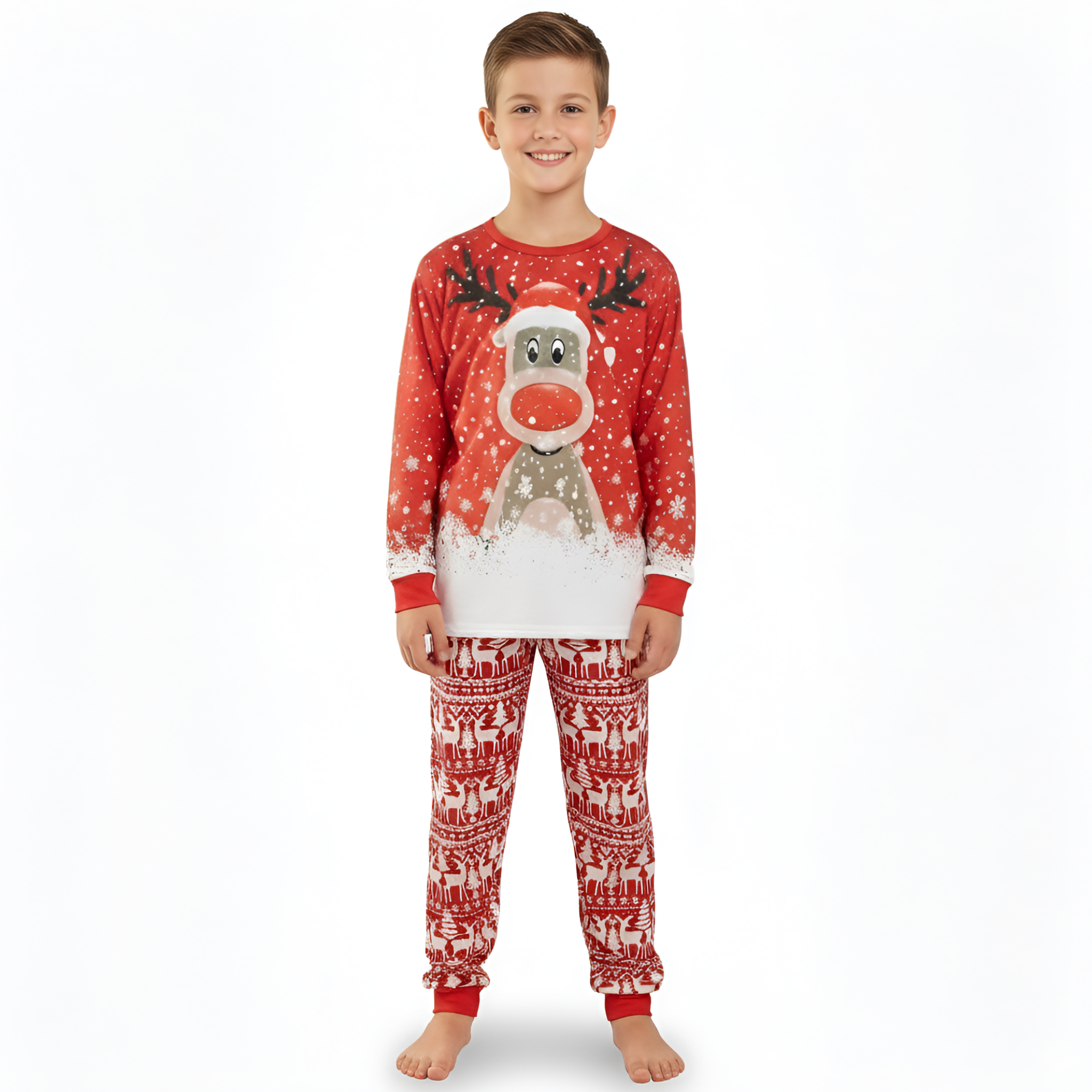Reindeer Red Snowflake Family Matching Pajama Sets